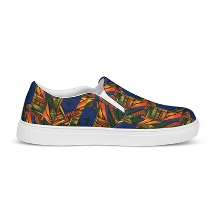 Women’s Slip-on Canvas Shoes African Print Blue 1